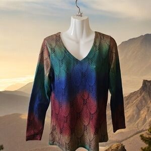 Misslook Knit Top Soft Feel Colorful Size S Green Bluecbrown Wine. Good In  Cold